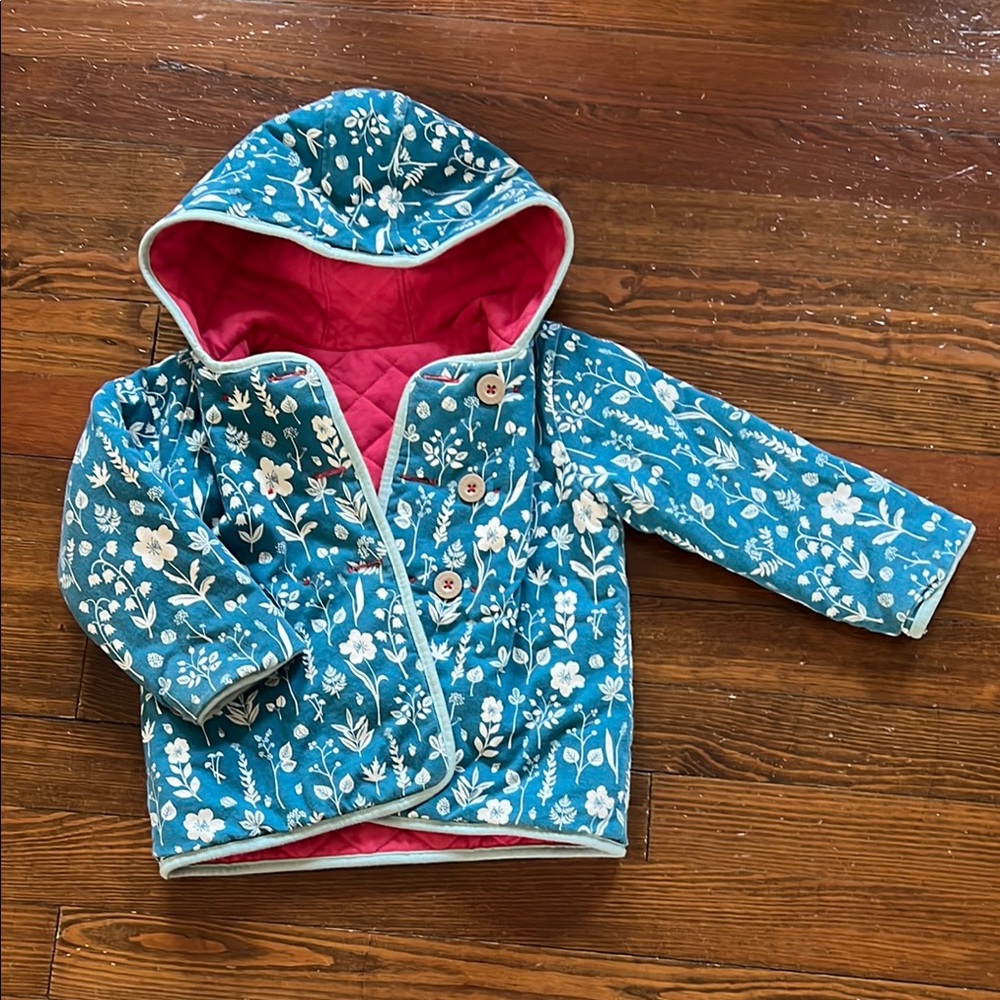 Floral Hooded Jacket with Pink Lining